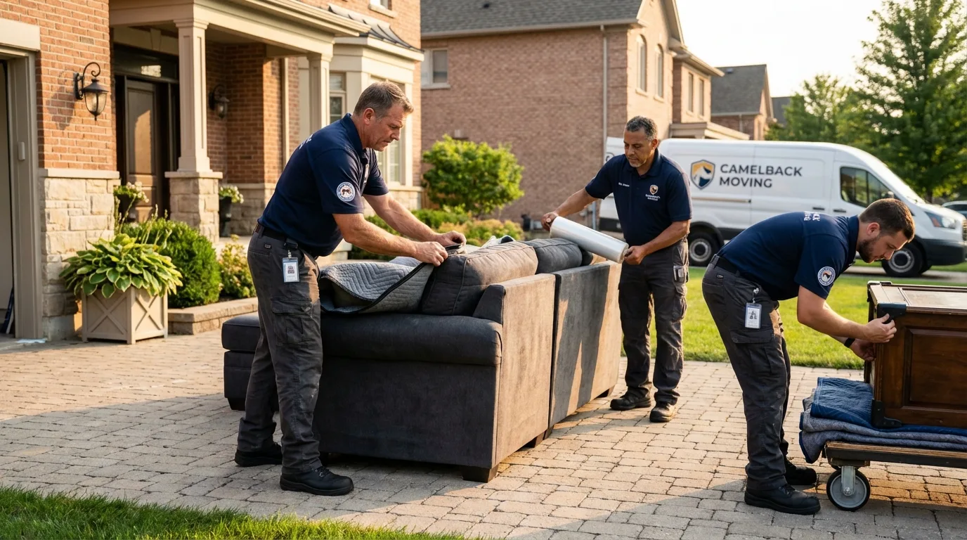 Large estate moving crew wrapping furniture in Cedar City, UT