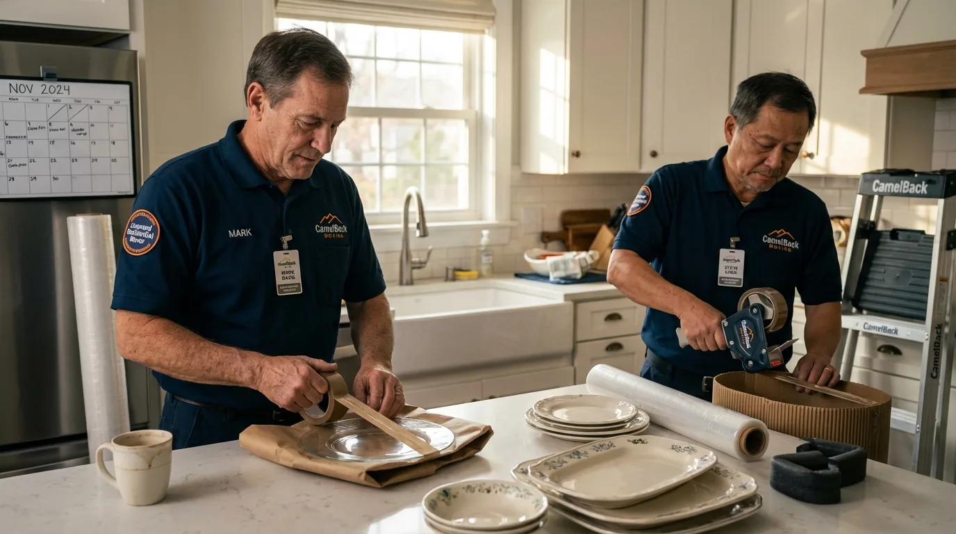 Professional crew packing kitchen dishware in Cedar City, UT